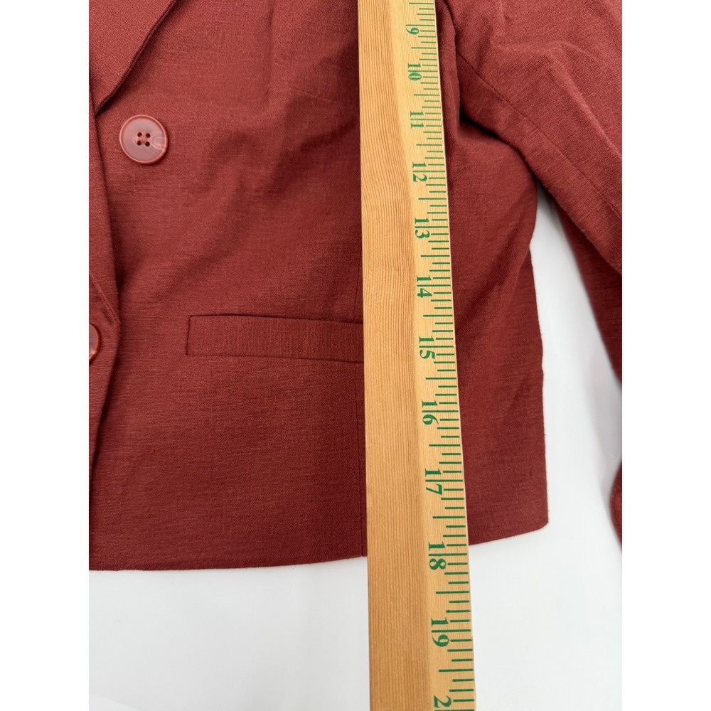 Express Womens Rust Linen Blend Double Breasted Cropped Blazer Jacket Size M NEW - Picture 6 of 7